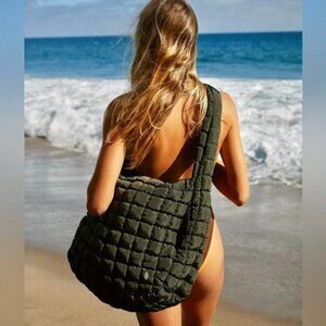 NWT Free People x FP Movement Quilted Carryall Bag in Army Green